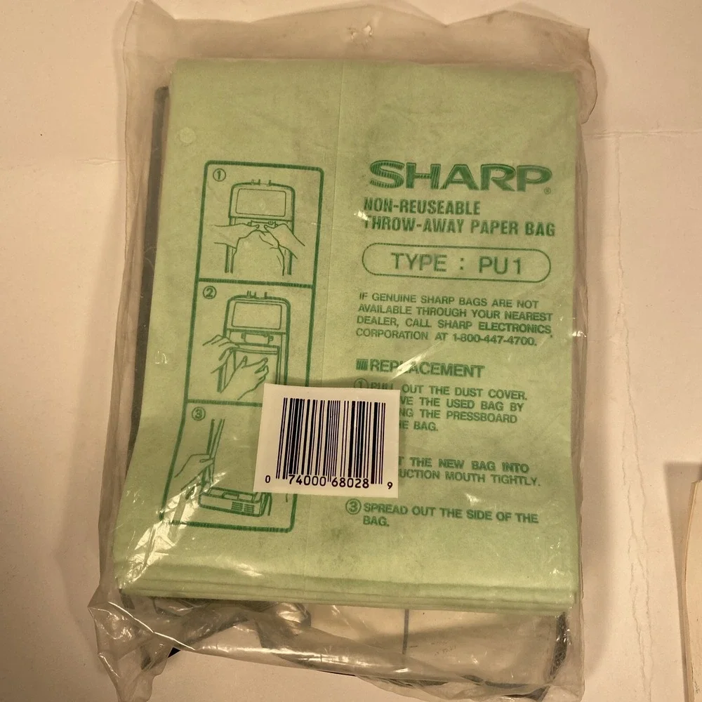 Sharp Vacuum Bag Pu-1 Upright Pack Of 3 New